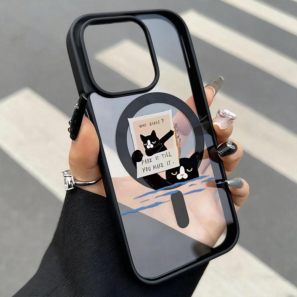 

Магнитный чехол для телефона для iPhone 11 12 17 14 15 Pro Max 15 14 16 Pro 13 14 15 16 Противоударный чехол Магнитное кольцо Mag-Safe Задняя крышка iPhone 16 чёрный