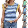 Spring Summer New Women's Striped Color Block Round Neck Loose Short Sleeve T-shirt Top Leisure Trade