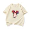 Kids Cotton T Shirt Cheerful Rainbow Hair Girl Graphic Print Crew Neck Short Sleeve Tee Casual Boys Girls Summer Tops