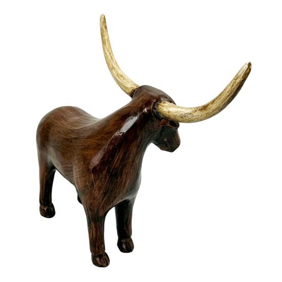 Neutral Retro Living Room Decor Vintage Longhorn Bull Sculpture, Rustic Farmhouse Animal Figurine, Western Style Pastoral Shelf Display Decorative