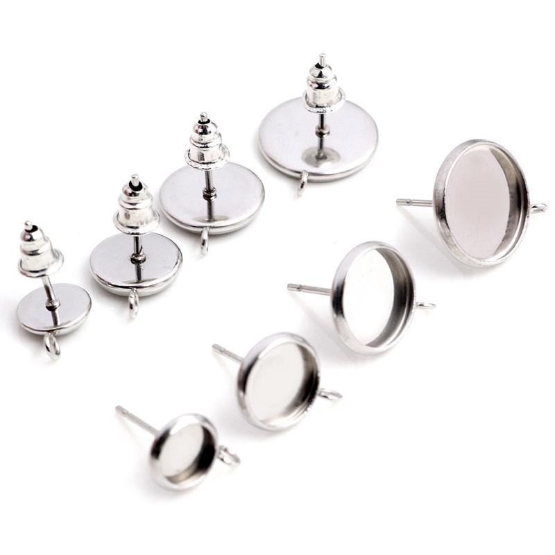 ( Kein Verblassen ) 6mm 8mm 10mm 12mm 20 Stück Edelstahl Vertikal hängende Ohrstecker, Ohrstecker Rohling/Basis, Passend für 6-12mm Cabochons,