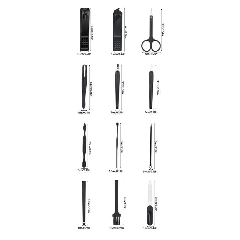 Portable Pieces Stainless 12 Steel Nail Care Kit For Men And Women With Pu Travel Pouch Manicure Pedicure Accessories