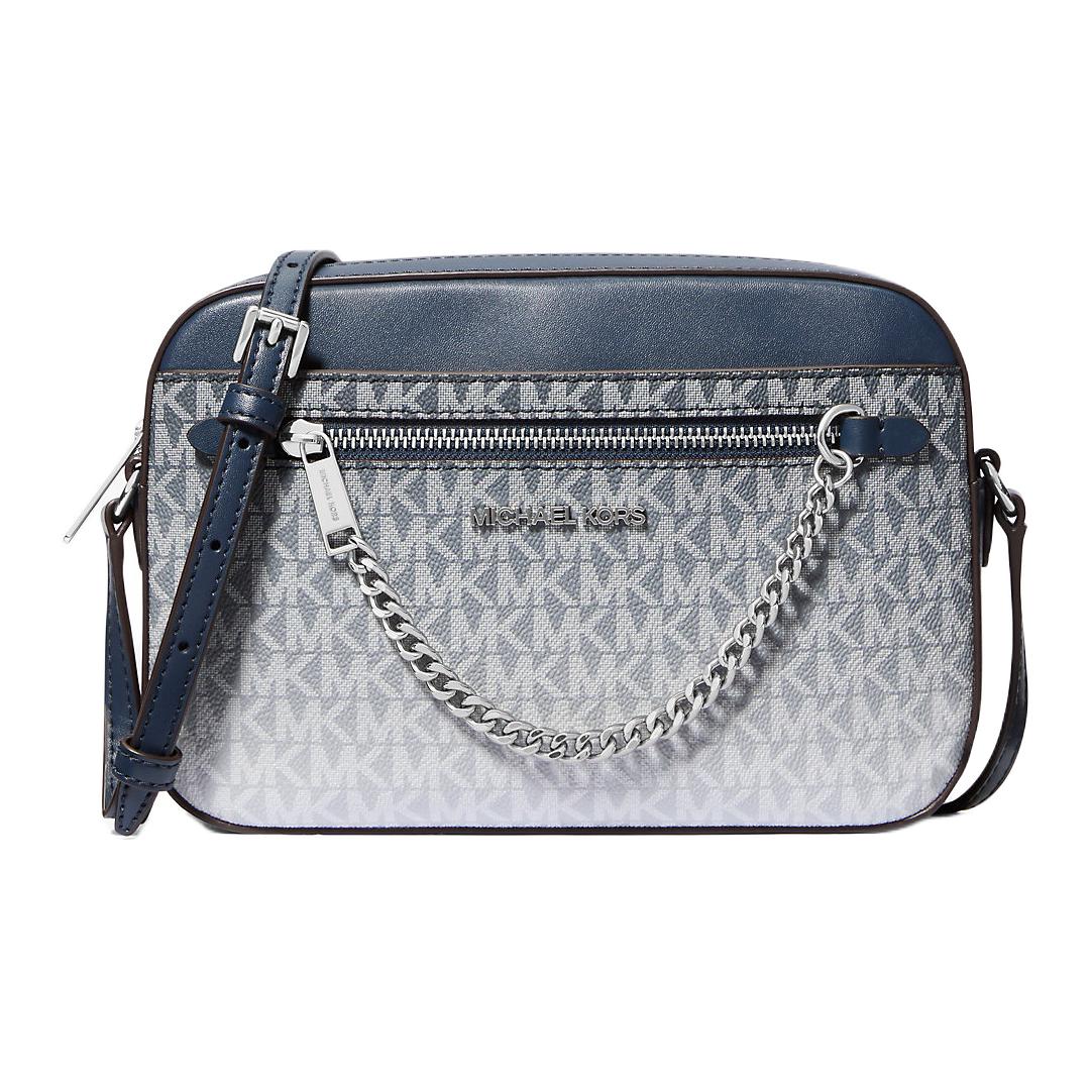 

Michael Kors MK Jet Set Classic Logo Zip Closure Coated Canvas Shoulder Bag Large Women Shoulder Bag Navy-Blue 35R5STTC9V-NAVY Basic Set (Bag+Dust Bag)