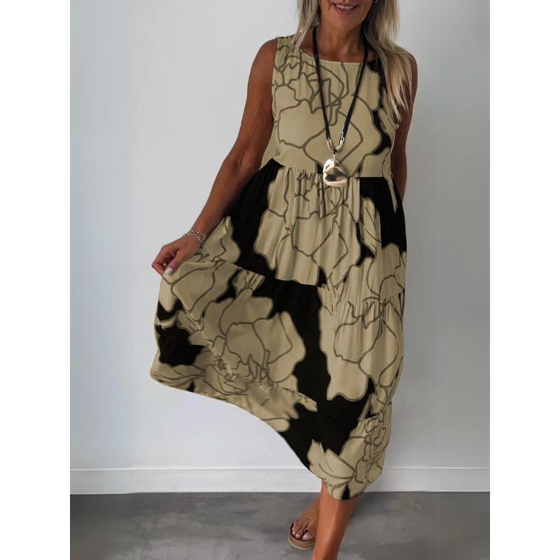 GMXIA Dámská móda léto jaro ležérní šaty bez rukávů s výstřihem do O