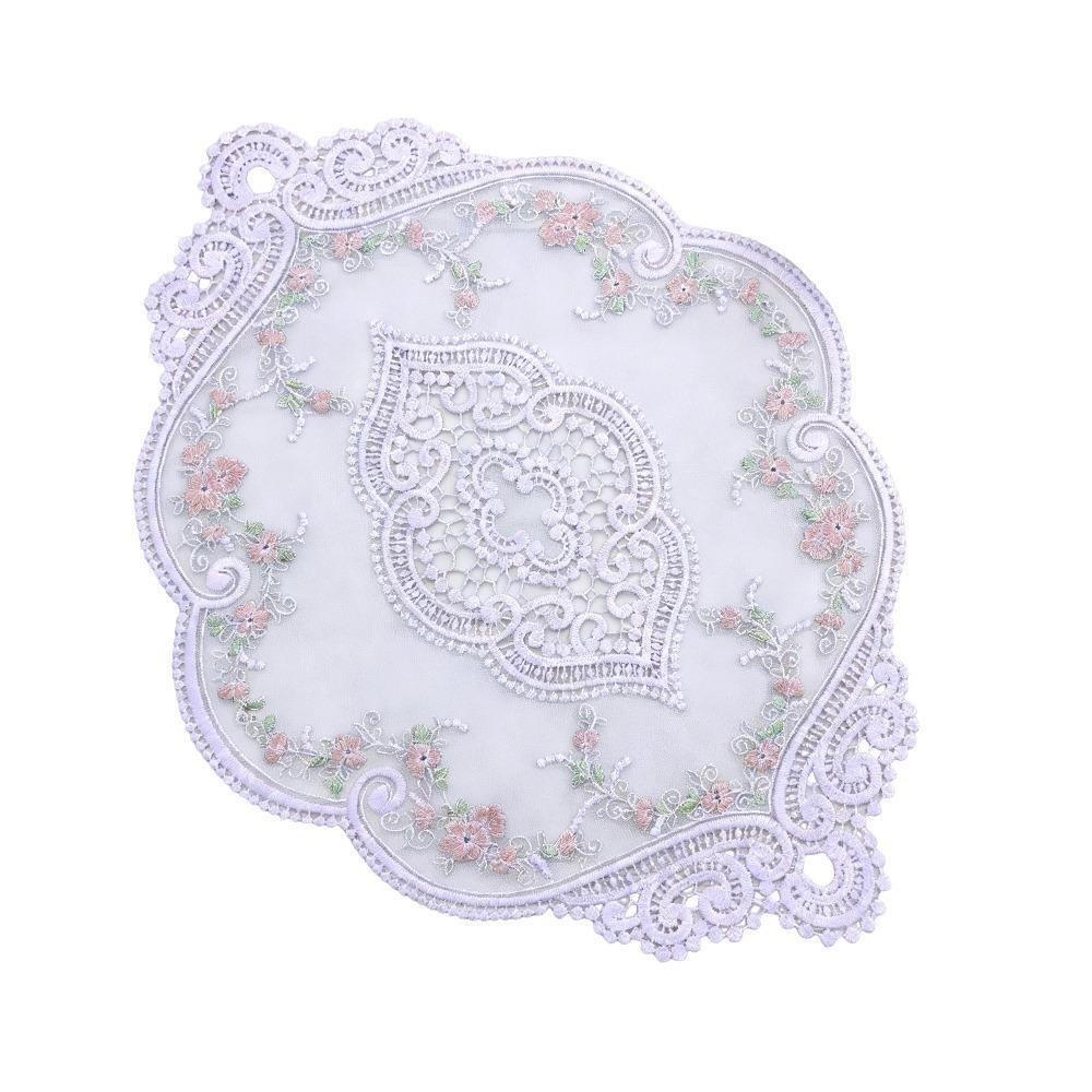European Style Lace Embroidered Coaster Oval Coffee Drink Pad Dining Table Cover  for Home Decor