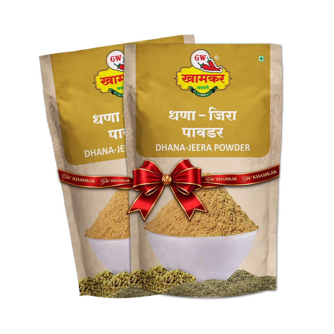G W Khamkar Special Dhana Jeera Powder, Dhania- Jeera Powder, Coriander, Cumin Powder, Perfectl Mixture, and Balanced Authentic Aroma, No Artificia
