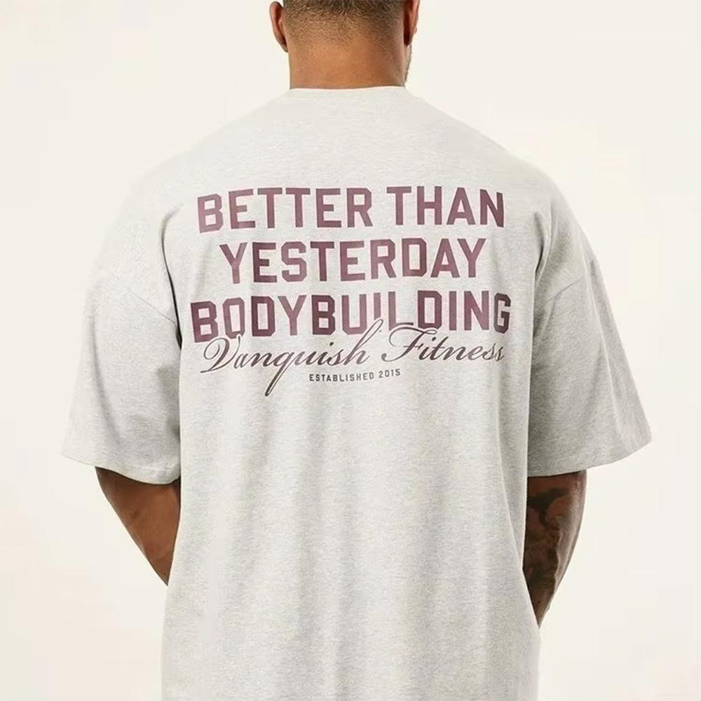 2025 British Men's Fitness Sports Short Sleeve T-shirt Loose Cotton Round Neck T-shirt Trendy Fashion Casual Street Tops