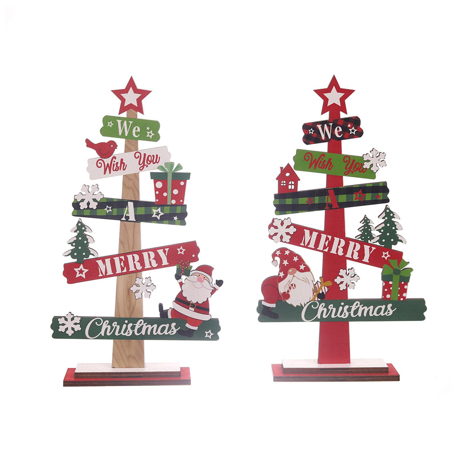 

Деревянные украшения для рождественской елки Набор из 2 настольных центральных предметов Настольные праздничные украшения для дома, офиса и магазинов