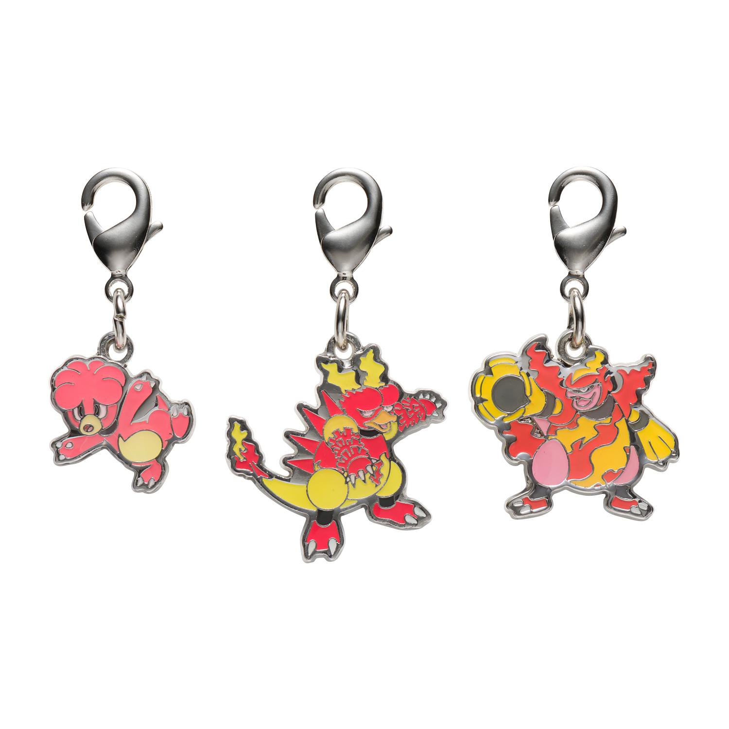 [Pokemon] Pokemon Center National Pokedex Metal Charm Set - Magby, Magmar, Magmortar