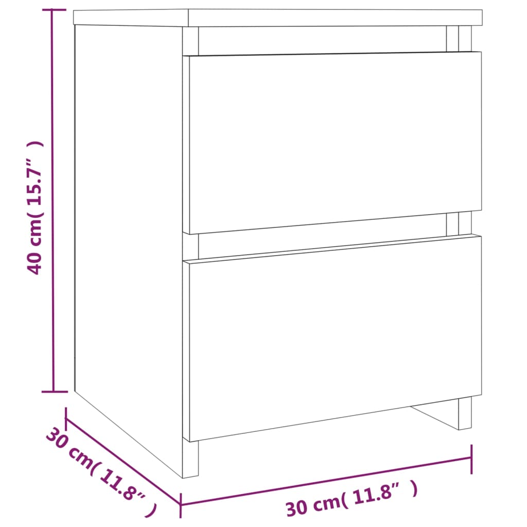 Nightstands 2 pcs Gray Sonoma 30*30*40 cm engineered wood
