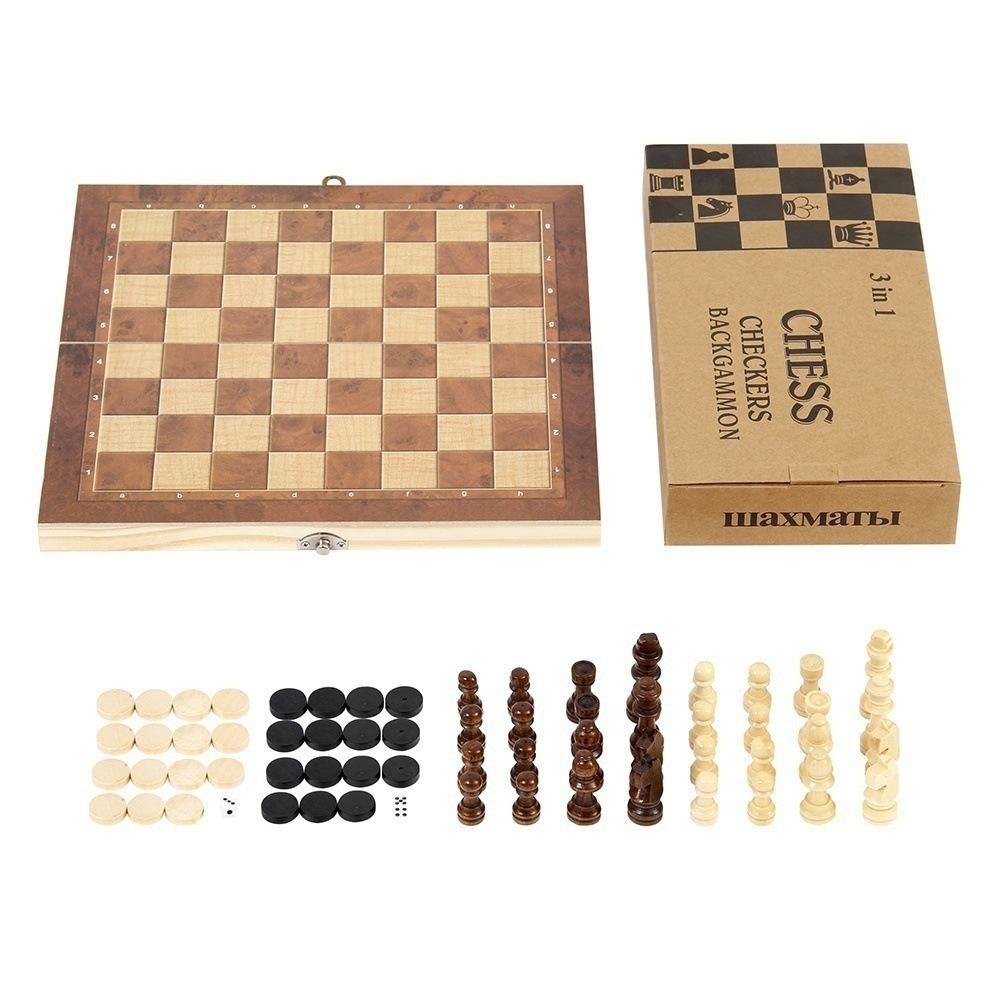 3-in-1 Foldable Solid Wood Chess Set with Exquisite Craftsmanship