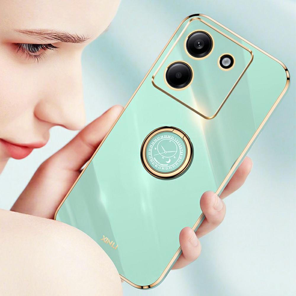 XINLI For Xiaomi Poco M7 Pro 5G Case Ring Kickstand Electroplating TPU Phone Cover