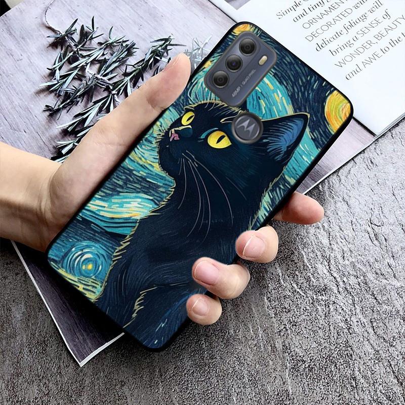 Cat Starry Night Van Gogh Case For Motorola Edge 50 40 Pro 50 40 30 Ultra Neo Fusion Moto G84 G54 G85 G62 G53 G72