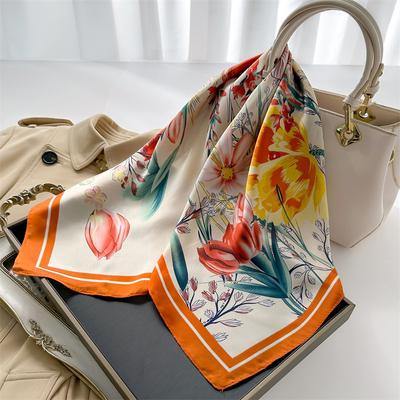 70 * 70 cm Neuer kleiner quadratischer Seidenschal für den Nackenschutz der Damen Professioneller Schal Vielseitiger Haargummi-Kopftuchschal