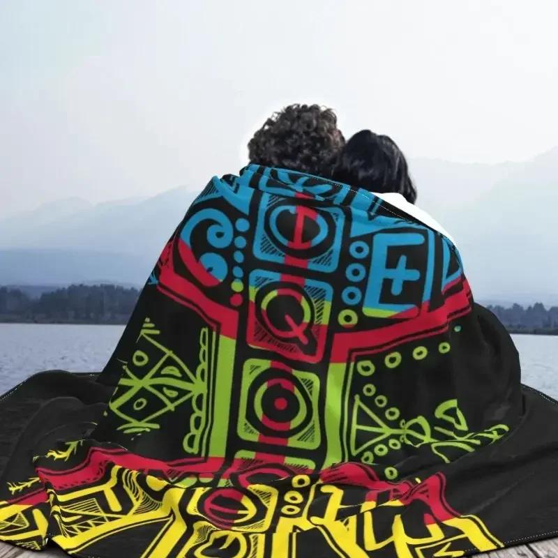 Bandiera Amazigh con Simbolo YAZ Popolo Tamazight Coperta Pile Flanella Tappeto Kabyle Marocchino Coperte da Divano Trapunta per Divano