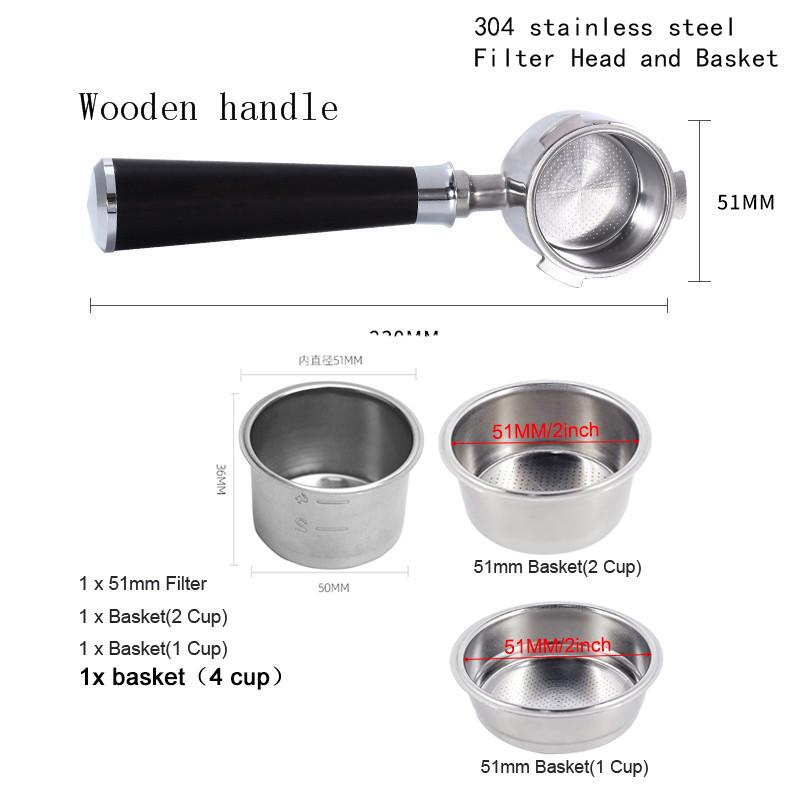 51mm Bottomless Coffee Portafilter With 1 2 4 Cups Basket for Homix Hibrew h11 Oster Cecotec Phico Brayer br1101 Coffee Machine