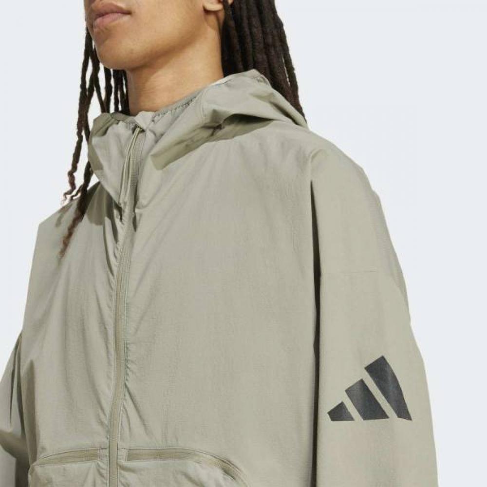 Adidas Unisex Myshelter Windbreaker Windbreaker Full Zip Jacket Beige