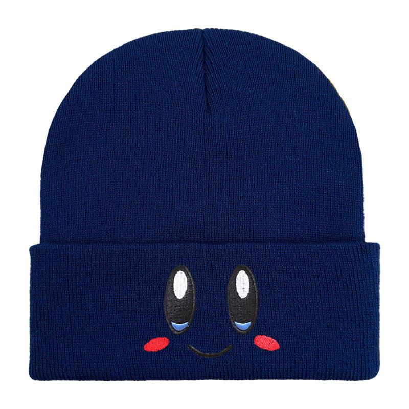 Simple Hat Knit With Big Eyed Smiling Face Embroidery Design For Outdoor Daily