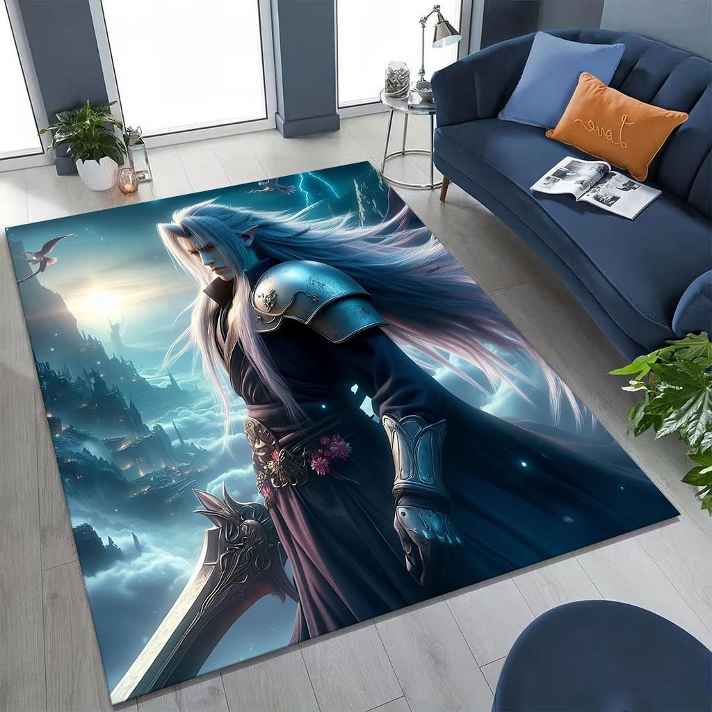 Kreslený herní koberec Final Fantasy Sephiroth Cloud Tifa do ložnice, obývacího pokoje, k pohovce, dekorace na vchodové dveře, velká protiskluzová podložka