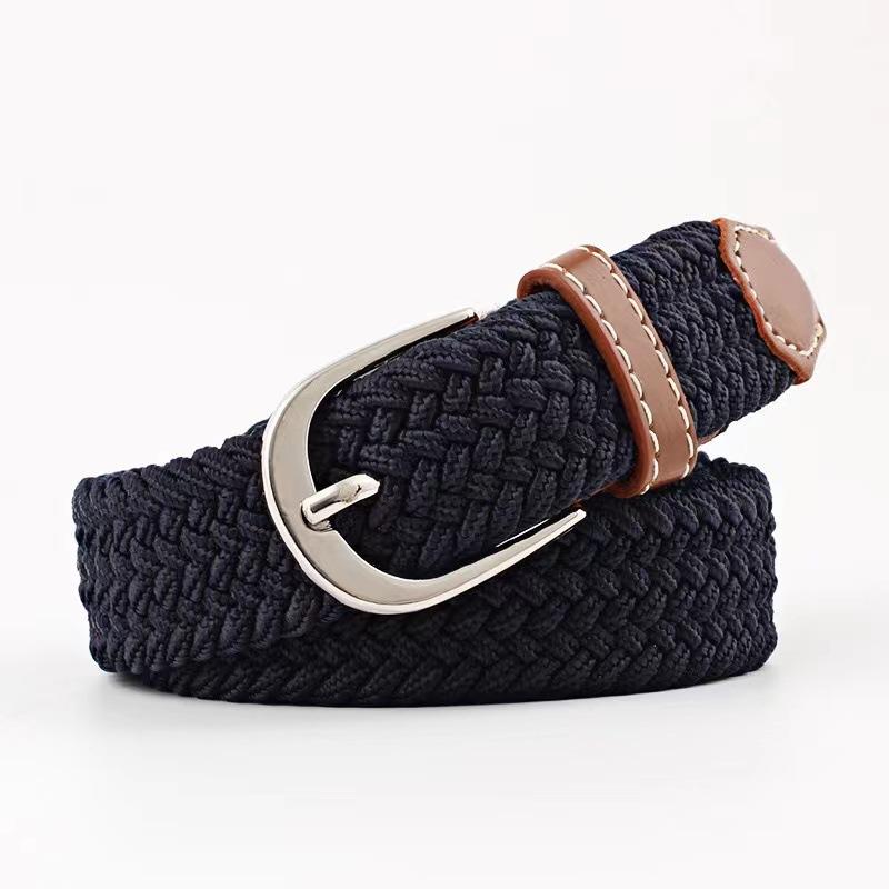 Men and Women Pin Buckle Canvas Belts, Thin Elastic Elastic Belts, Young Students Knitted Canvas Belts