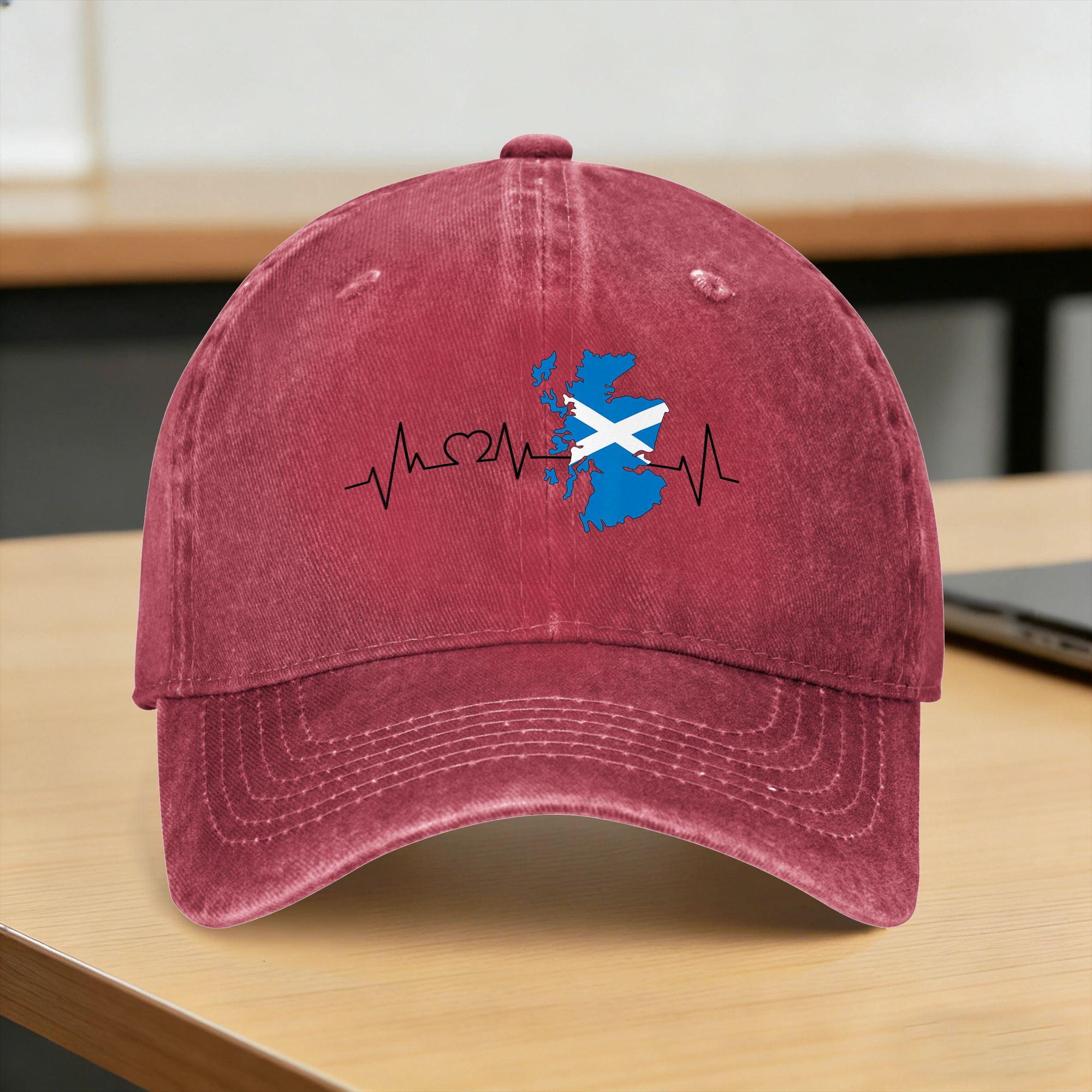 Scotland Flag Heartbeat Casual Baseball Cap Summer Trucker Hat Adjustable Tennis Skate Snapback Cap Unisex Women Baseball Caps One Size