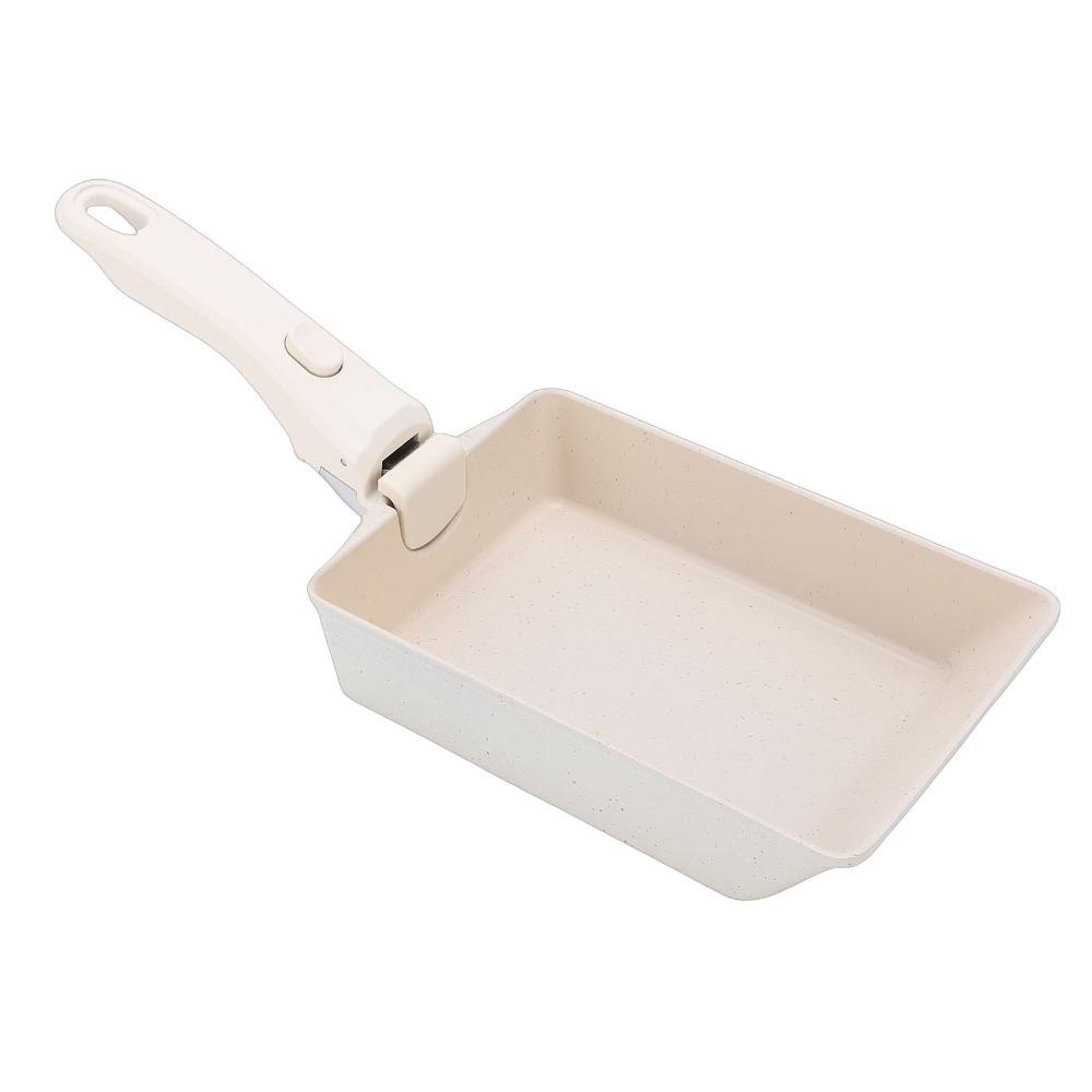Non Stick Coating Omelette Pan Beige Black Egg Roll Skillet Tamagoyaki Pan Home Cooking Camping