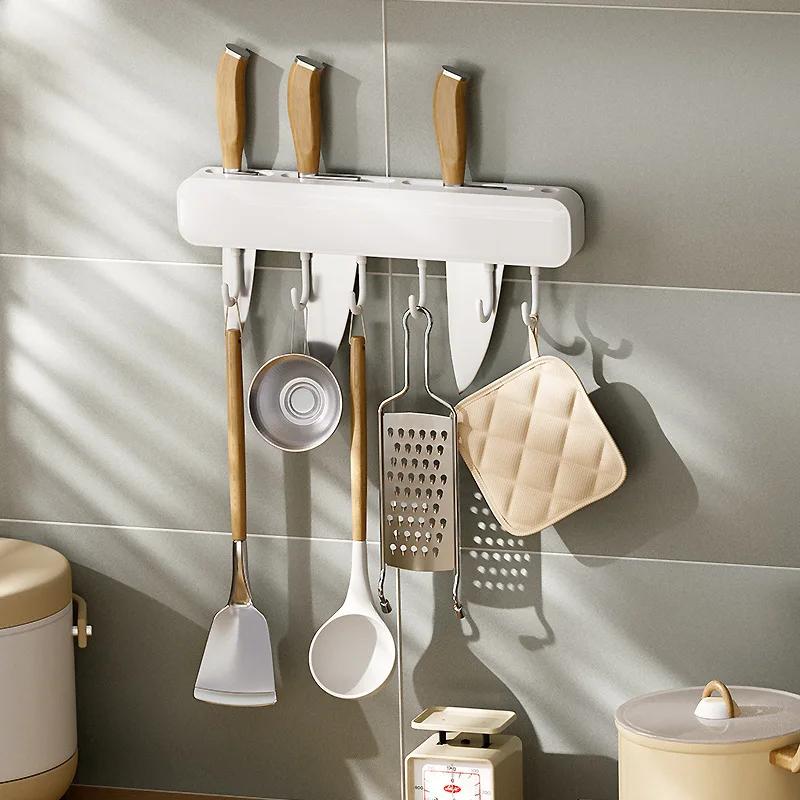 Kitchen Multi-purpose Hook Wall-mounted Wall Hooks Utensils Hanging Rack Spoon Spatula Storage Rack Kitchen Four-hole Knife Rack