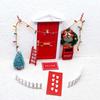 11Pcs Doll Houses Miniature Christmas Decor Set Plastic Tree Lights Wreath Mailbox Fairy Doors DIY Scene Kit Red Themed Accessories for 1:12