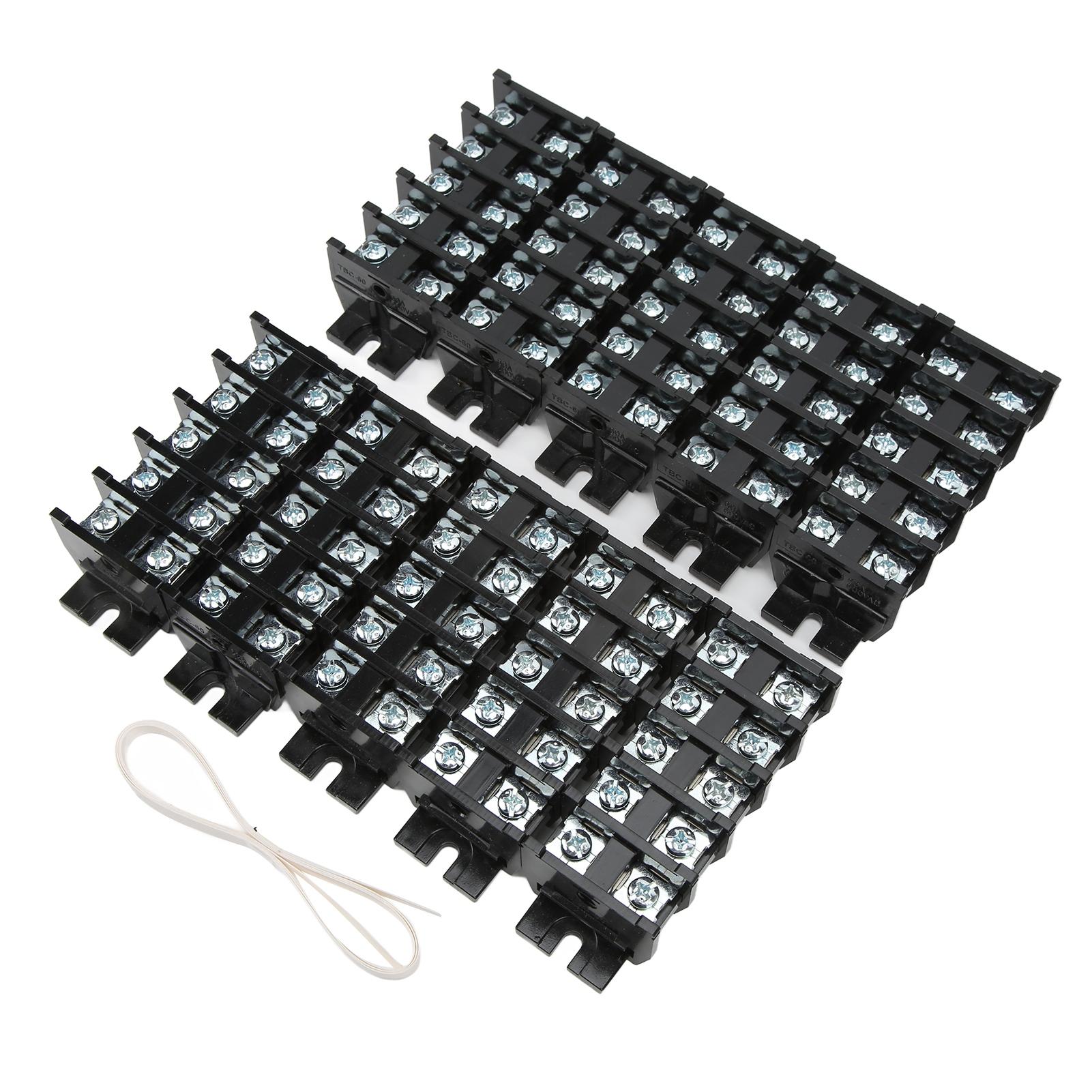 

50pcs Terminal Block General Type Insulating ABS Die Casting Compact Wire Connector for Electrical Connection 60A 600V