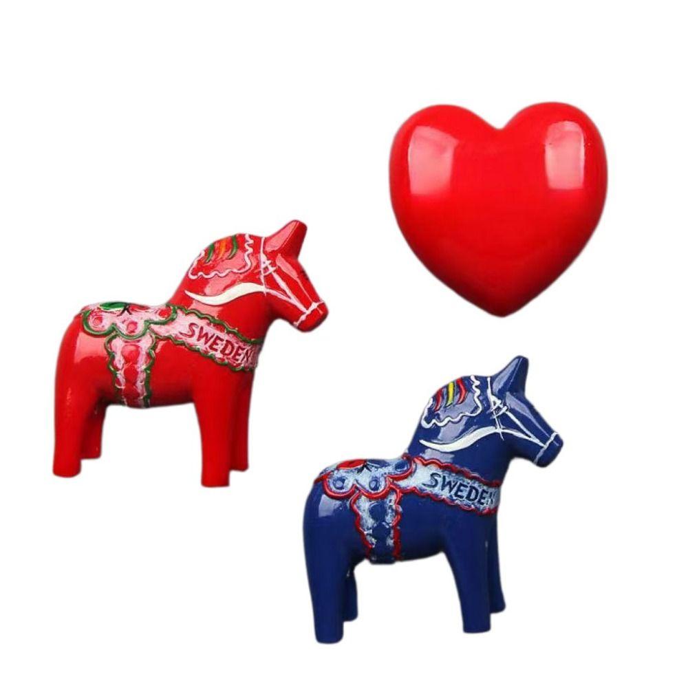 3 Adet Reçine Midilli Buzdolabı Mıknatıslı Çıkartmalar Yılbaşı Zarif 3D At Buzdolabı Çıkartmaları Ev Kendin Yap Dekorasyon Buzdolabı Dekorasyonu