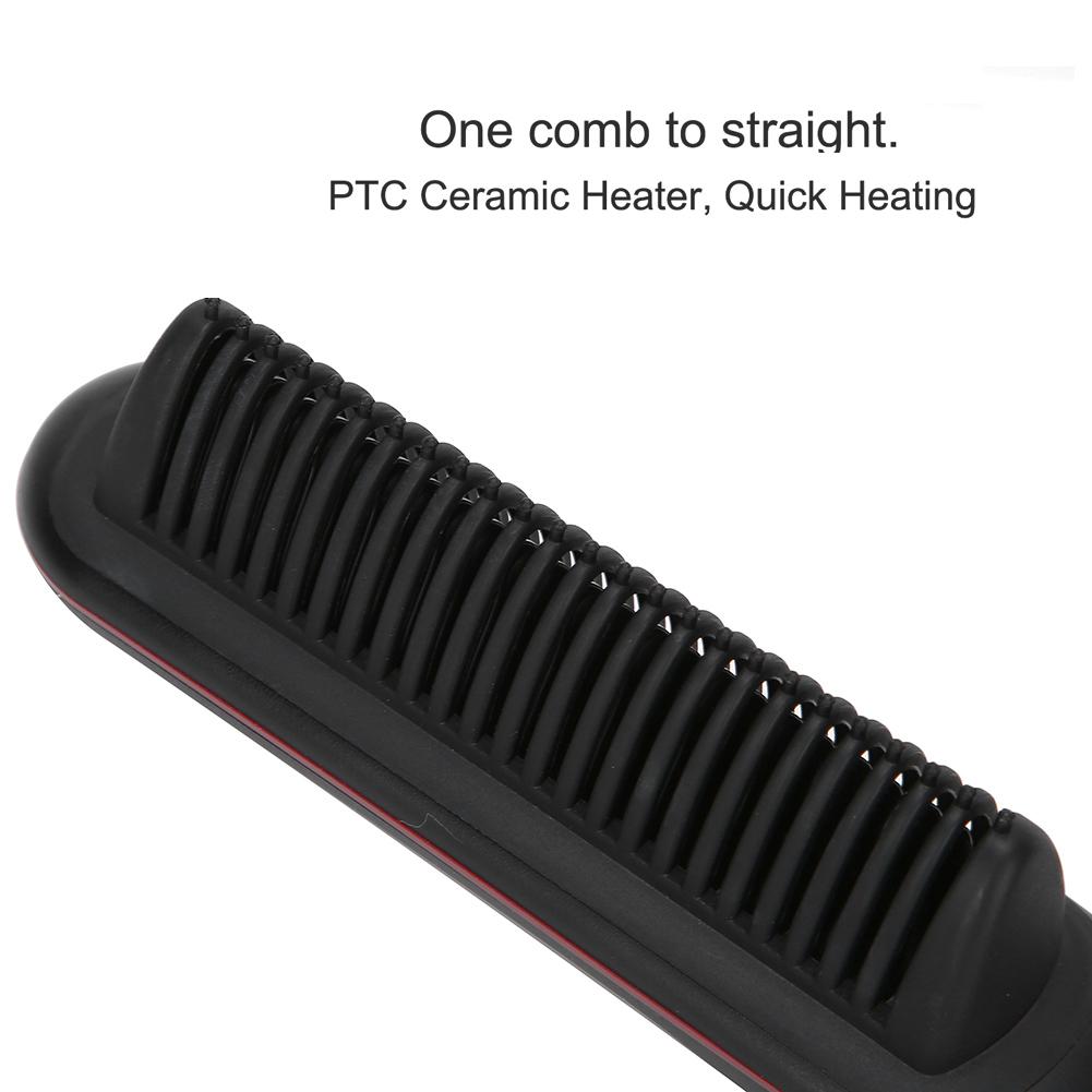 Electric Hair Straightener Comb Anti Scald Beard Straightener Brush  (Black )