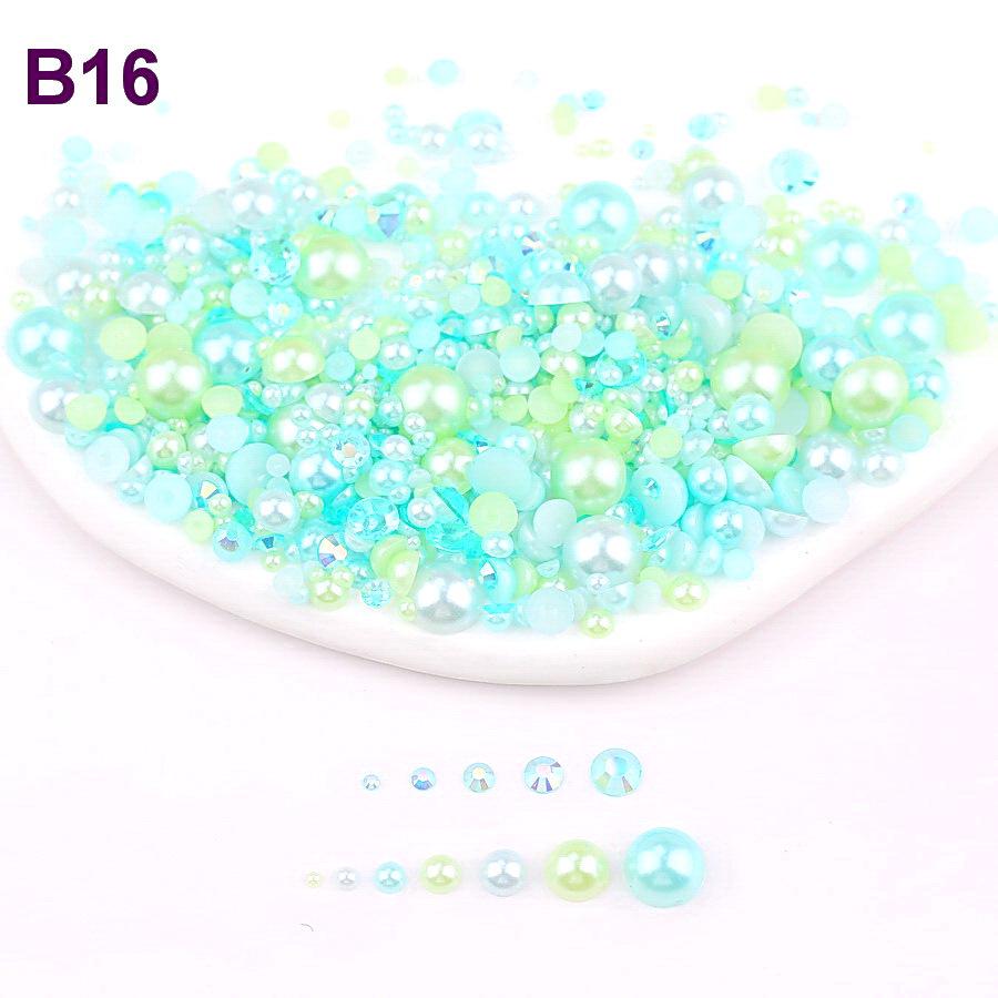 Mixed 2mm-10mm Half-Round AB Plated Resin Pearls - DIY Accessories