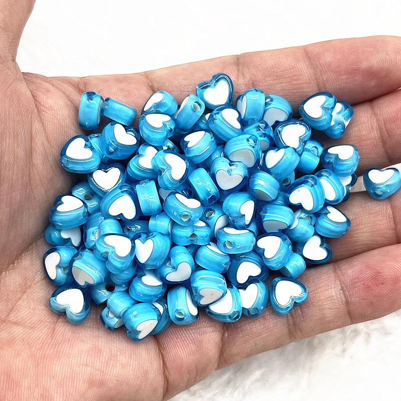 50pcs 8x4mm Love Acrylic Bead Loose Spacer Beads For Jewelry Making DIY Bracelet Accessories