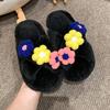 Neue Süße Mädchen Winter Fell Hausschuhe Elegante Blume Kinder Prinzessin Warme Hausschuhe Mode Weich Vielseitig Kinder Causal Schuhe