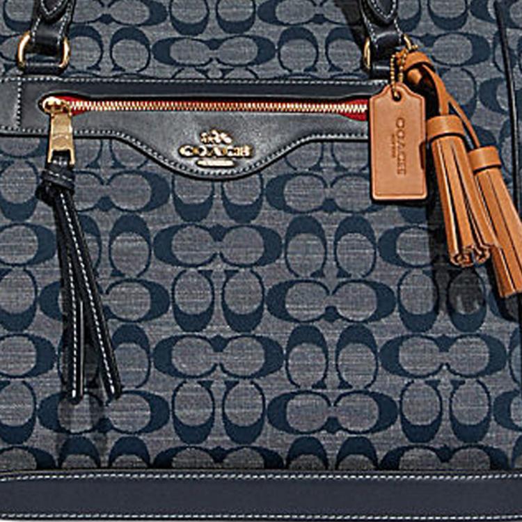 New COACH Kleo Coated Chambray With Cow Leather Shoulder Bag, Crossbody Bag, Handbag Tubas Women's Denim Blue C8164-IMDEI