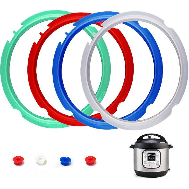 3 Pack Sealing Ring 6 Qt for tant Pot Sealing Rings Replacement for 5/6Qt tant Pot Seal, With 3 Float Valve Caps, Food-grade Silicone tapot Gasket