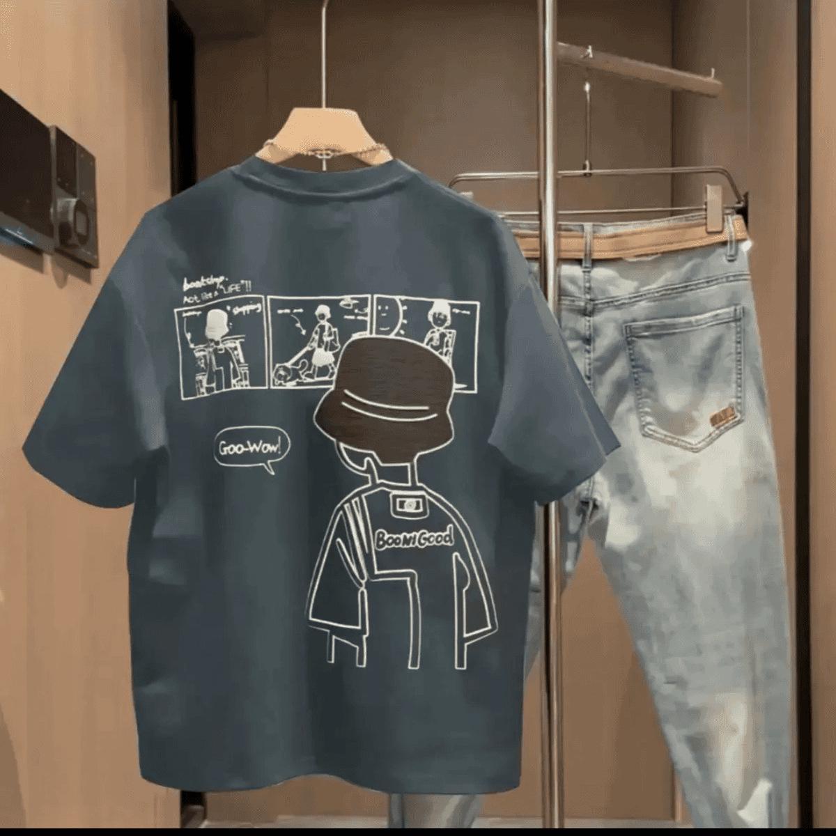 

2026 Boys Cartoon Print Short-Sleeve Round Neck Casual Top 100cm fits 90-100cm