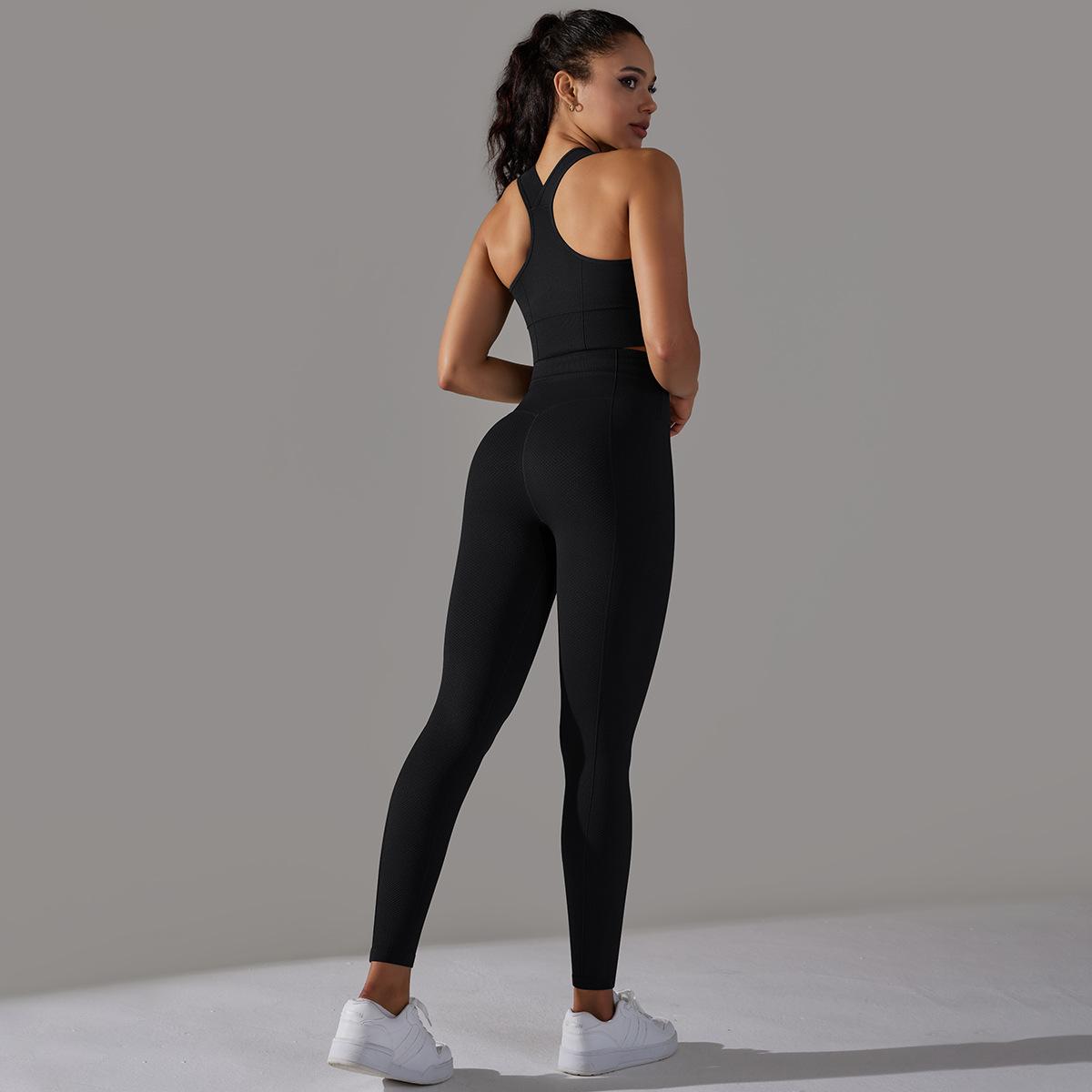 

Nessaj бесшовные спортивные костюмы женский комплект для йоги брюки с высокой талией бюстгальтер для фитнеса пуш-ап комплект из 2 предметов спортивная одежда L