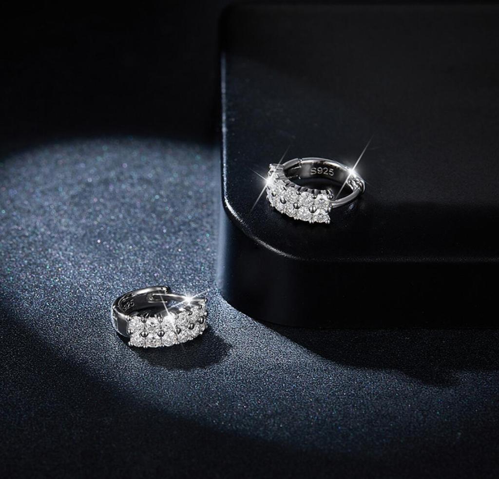 18K Gold Plated 1.9mm Full Moissanite Earring For Women 925 Silver Luxury Sparkling Hoop Earrings Christmas Gift Wedding Jewelry
