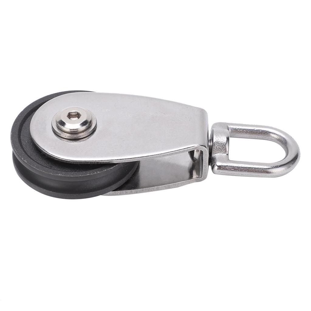 Stainless Steel Shell Dual Bearings Mute Pulley Block Nylon Wheel Groove 360 Degree Rotation