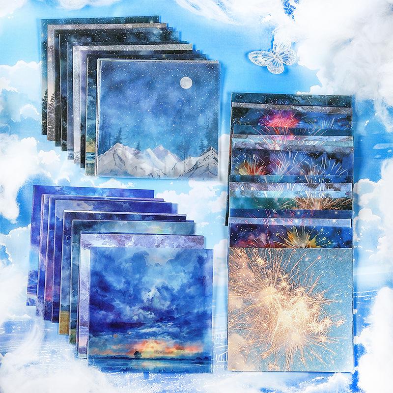 Beautiful Day Sky Series: Double Material Paper Collage Base (6 Types)
