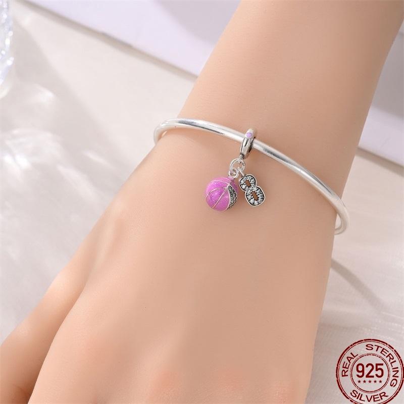 925 Silver Sports Charm Bracelet DIY For Women Ice Skates Basketball Tennis Badminton Volleyball Beads Fine Jewelry