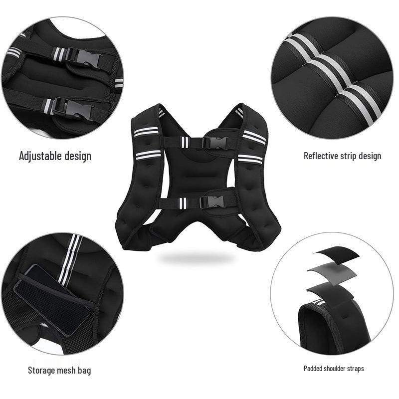 Adjustable Reflective Fitness Weighted Vest with Detachable Weights