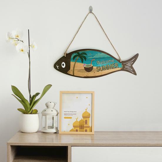 Unique Summer Hanging Sign Stylish Mediterranean Style Decorative Wall-mounted  Plate Ornament