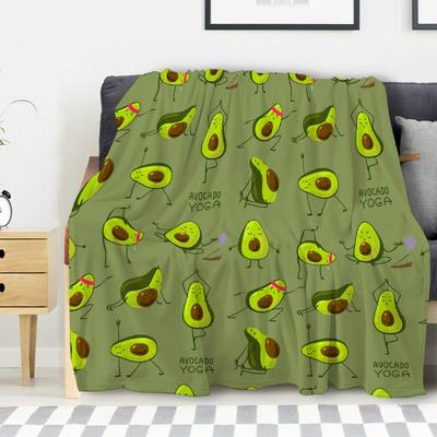 Avocado Cartoon Muster Niedliche Überwurfdecke Grünes Obst King Queen Größe für Bett Sofa Couch Super Weich Warm Kawaii Flanell