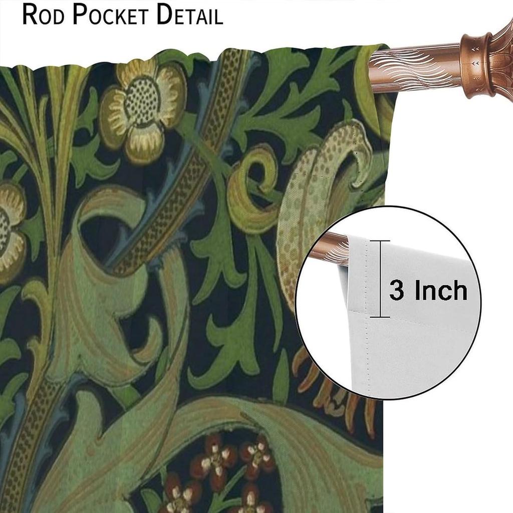 Boho William Morris Vintage Floral Curtains Rustic Flowers Window Drapes Living Room Bedroom Curtain Blackout For Area Made Of Polyester
