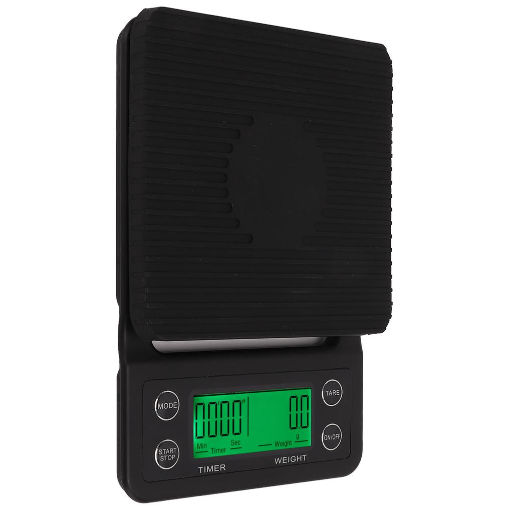 Coffee Scale Timing Multi Units 0.1g Accuracy Portable Electronic Scale with Insulation Pad for Kitchen Outdoor Black