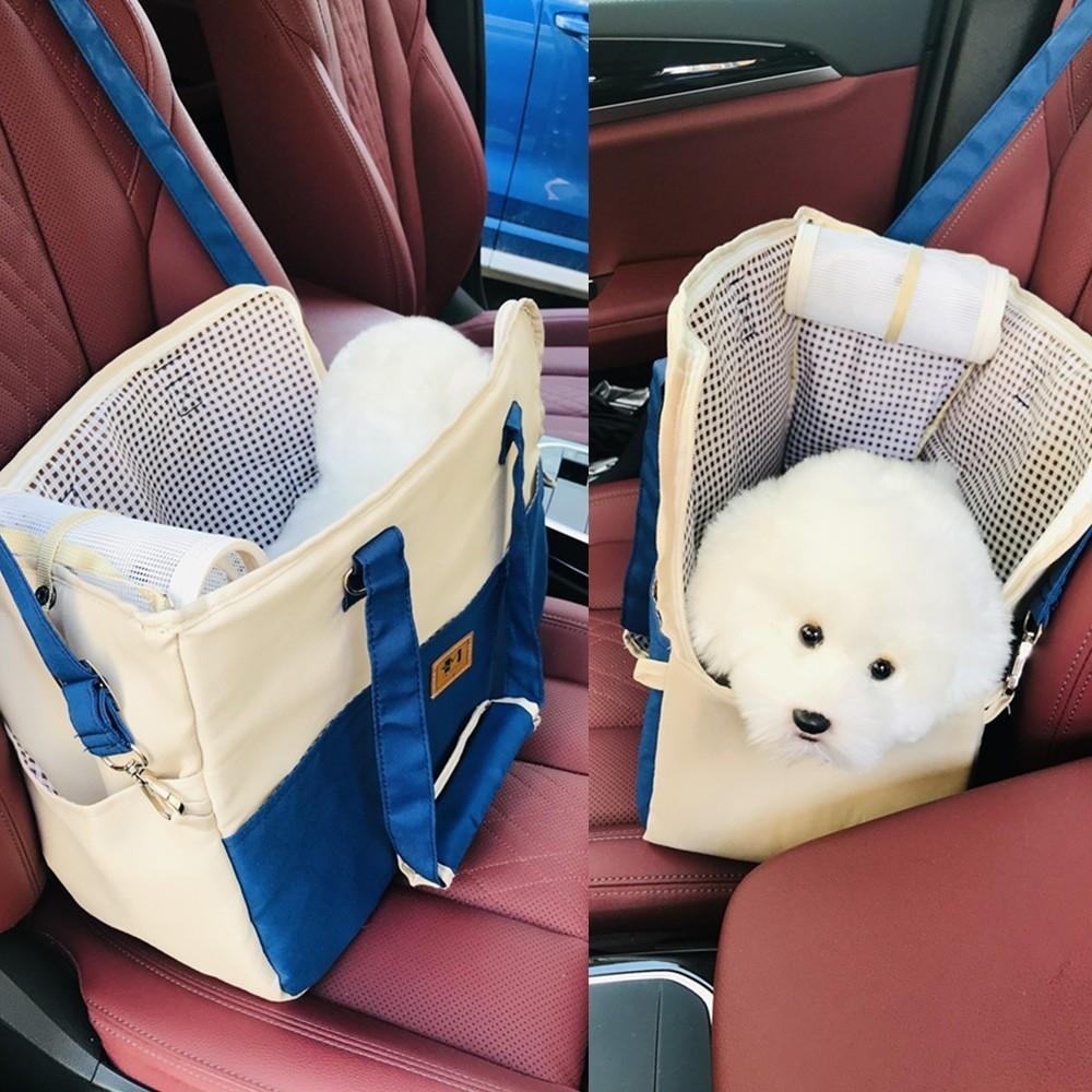 Borsa a tracolla per animali domestici Borsa tote portatile per viaggi con animali domestici Morbida traspirante Sedile per auto per cani Portatile Antiscivolo Borsa per il trasporto del gatto Uso per cani di piccola taglia