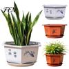 Modern Architectural Design Planters Hexagonal Flower Pot with Drainage Holes & Saucer for Indoor Outdoor Plants, Durable Weather Resistant