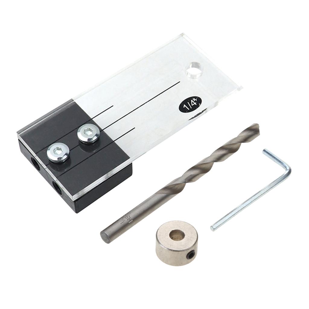 Hardened Steel and Acrylic Dowel Drilling Jig Easy-to-Use Hole Locator for Woodworking1/4"Pocket Hole Jig Kit